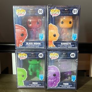 Funko POP! Lot of 4 Art Series! Hulk, Thor, Black Widow, Hawkeye